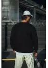SBRD- Erkek Pamuklu Bisiklet Yaka 3 İplik Basic Sweatshirt - Siyah