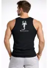 SBRD- Erkek Spor Slimfit Fitilli Kaşkorse Arka Basklı Atlet 2li Set Siyah-bej