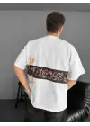 SBRD- Erkek T-shirt Ön Ve Arka Baskılı Oversize Bisiklet Yaka Tişort - Beyaz