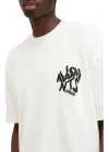 SBRD- Erkek Tişört Baskılı Oversize Kısa Kol T-shirt - Beyaz