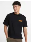 SBRD- Erkek Tişört Baskılı Oversize Kısa Kol T-shirt - Siyah