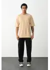 SBRD- Erkek Tişört Düz Basic Penye Yazlık Bisiklet Yaka Kısa Kol T-shirt - Bej