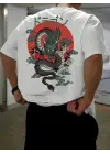 SBRD- Erkek Tişört Penye Compack Ejder Baskılı Bisiklet Yaka T-shirt - Beyaz