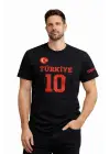 SBRD- Erkek Türkiye Ay Yıldız Baskılı 10 Numara Forma Tişört Taraftar T-shirt - Siyah