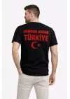 SBRD- Erkek Türkiye Ay Yıldız Baskılı Taraftar Forma T-shirt - Siyah