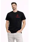 SBRD- Erkek Türkiye Ay Yıldız Baskılı Taraftar Forma T-shirt - Siyah