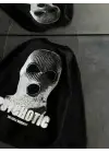 SBRD- Kadın 3 İplik Kışlık Bisiklet Yaka Baskılı Sweatshirt - Siyah
