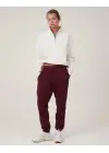 SBRD- Kadın 3 İplik Pamuklu Oversize Yarım Fermuarlı Yakalı Basic Sweatshirt - Beyaz
