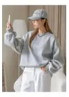 SBRD- Kadın 3 İplik Pamuklu Oversize Yarım Fermuarlı Yakalı Basic Sweatshirt - Gri