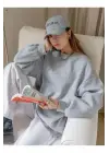 SBRD- Kadın 3 İplik Pamuklu Oversize Yarım Fermuarlı Yakalı Basic Sweatshirt - Gri