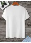 SBRD- Kadın Baskılı Oversize  Kısa Kol T-shirt - Beyaz