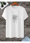 SBRD- Kadın Baskılı Oversize  Kısa Kol T-shirt - Beyaz