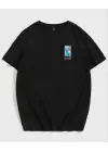 SBRD- Kadın Baskılı T-shirt Kısa Kol Bisiklet Yaka Oversize Rahat Kalıp Tişört - Siyah