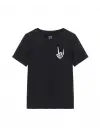 SBRD- Kadın Baskılı T-shirt Kısa Kol Bisiklet Yaka Oversize Rahat Kalıp Tişört - Siyah