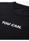 SBRD- Kadın Baskılı T-shirt Kısa Kol Bisiklet Yaka Oversize Rahat Kalıp Tişört - Siyah
