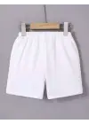 SBRD- Kadın Beli Lastikli Baskılı Mini Şort - Beyaz