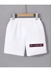 SBRD- Kadın Beli Lastikli Baskılı Mini Şort - Beyaz