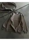 SBRD- Kadın Bisiklet Yaka 3 İplik Pamuklu Basic Sweatshirt - Füme