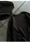 SBRD- Kadın Bisiklet Yaka 3 İplik Pamuklu Basic Sweatshirt - Siyah
