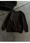 SBRD- Kadın Bisiklet Yaka 3 İplik Pamuklu Basic Sweatshirt - Siyah