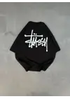 SBRD- Kadın Bisiklet Yaka Baskılı Oversize  Kısa Kol T-shirt - Siyah
