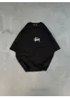 SBRD- Kadın Bisiklet Yaka Baskılı Oversize  Kısa Kol T-shirt - Siyah