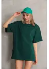 SBRD- Kadın Düz  kısa Kol Penye T-shirt- Yeşil