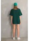 SBRD- Kadın Düz  kısa Kol Penye T-shirt- Yeşil