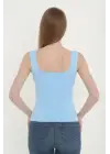 SBRD- Kadın Kare Yaka Detay Crop - Mavi