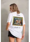 SBRD- Kadın Ön Ve Arka Baskılı Oversize kısa Kol  T-shirt - Beyaz