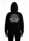 SBRD- Kadın Oversize Kapüşonlu Cepli Baskılı 3 İplik Pamuklu Hoodie Sweatshirt - Siyah