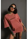 SBRD- Kadın Oversize Tişört Golf Gtı Retro Araba Baskılı T-shirt  - Gül Kurusu