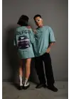 SBRD- Kadın Oversize Tişört Golf Gtı Retro Araba Baskılı T-shirt- Mint Yeşili