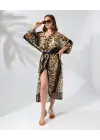 SBRD- Kadın Rahat Kesim Şifon Kimono - Leopar