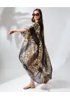 SBRD- Kadın Rahat Kesim Şifon Kimono - Leopar