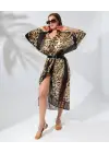SBRD- Kadın Rahat Kesim Şifon Kimono - Leopar