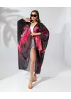 SBRD- Kadın Rahat Kesim Şifon Kimono - Siyah