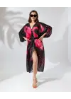 SBRD- Kadın Rahat Kesim Şifon Kimono - Siyah