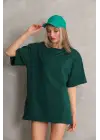 SBRD- Kadın Regular Fit Tişört Bisiklet Yaka Yazlık Kısa Kol Basıc T-shirt - Yeşil