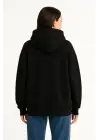 SBRD- Kadın Samuray Ninja Çift Kapüşonlu Maske Detaylı 3 İplik Hoodie - Siyah