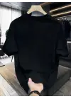 SBRD- Kadın T-shirt Bisiklet Yaka Kısa Kol Baskılı Tişört - Siyah