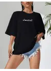 SBRD- Kadın T-shirt Penye Compack Classical Baskılı Kısa Kol Tişört - Siyah