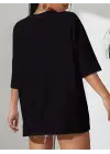 SBRD- Kadın T-shirt Penye Compack Classical Baskılı Kısa Kol Tişört - Siyah