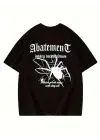 SBRD- Kadın Tişört Örümcek Baskılı Bisiklet Yaka T-shirt - Siyah
