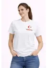 SBRD- Kadın Türkiye Ay Yıldız Baskılı Taraftar Forma T-shirt - Beyaz