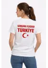 SBRD- Kadın Türkiye Ay Yıldız Baskılı Taraftar Forma T-shirt - Beyaz