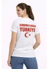 SBRD- Kadın Türkiye Ay Yıldız Baskılı Taraftar Forma T-shirt - Beyaz