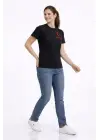 SBRD- Kadın Türkiye Ay Yıldız Baskılı Taraftar Forma T-shirt - Siyah