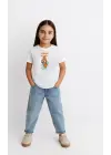 SBRD- Kız Labubu Çocuk Baskılı T-shirt - Beyaz
