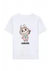 SBRD- Kız Labubu Çocuk Baskılı T-shirt - Beyaz